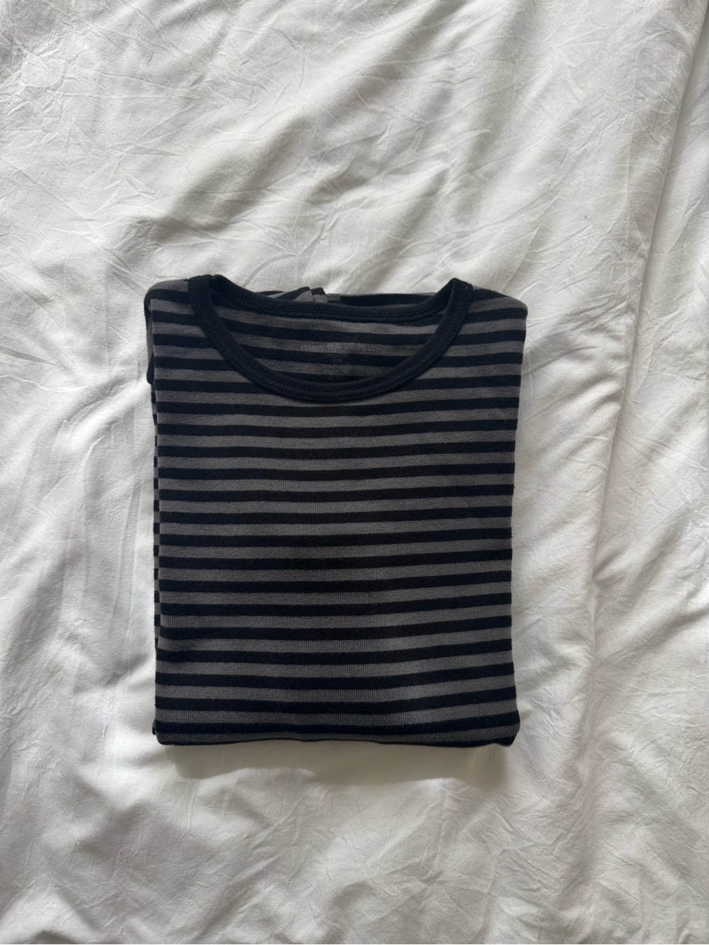 Brandy Melville Black and Gray Striped Long Sleeve Tee